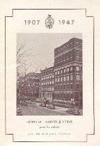 Feuillet soulignant les 40 ans de fondation de l’Hôpital Sainte-Justine, autrefois située sur la rue Saint-Denis, 1947. Archives de la Ville de Montréal, VM6,R3115.2 (6055).