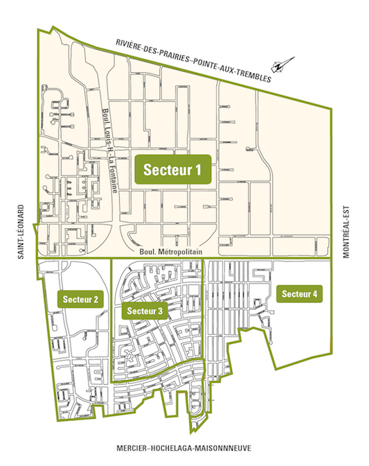 Carte des secteurs pour la collecte