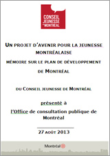 Couverture du projet d'avenir pour la jeunesse montréalaise.