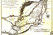 Carte de l’île de Montréal montrant les premiers villages, 1744