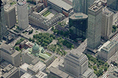 Vue aérienne du site patrimonial du Square-Dorchester-et-de-la-Place-du-Canada