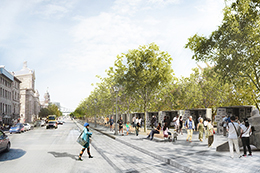 Perspective de l'aménagement du nouveau parc Ville-Marie