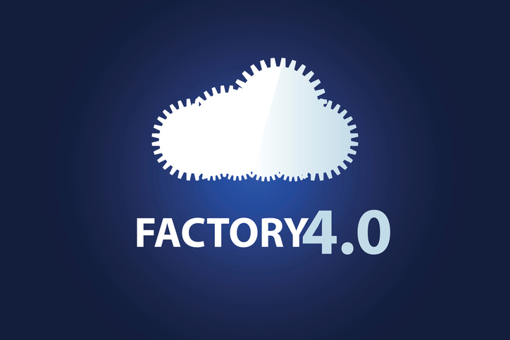 A cloud of gears. Symbol of Factory 4.0. Vector illustration