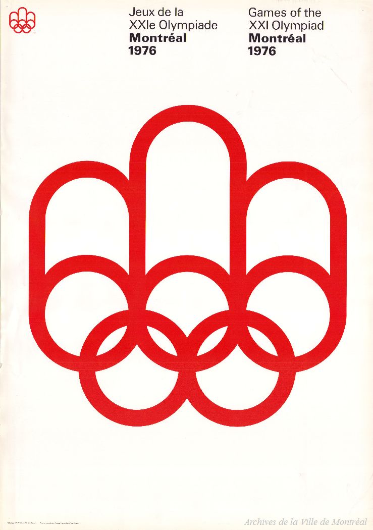 Logo rouge sur blanc des « Jeux de la XXIe Olympiade Montréal 1976 »