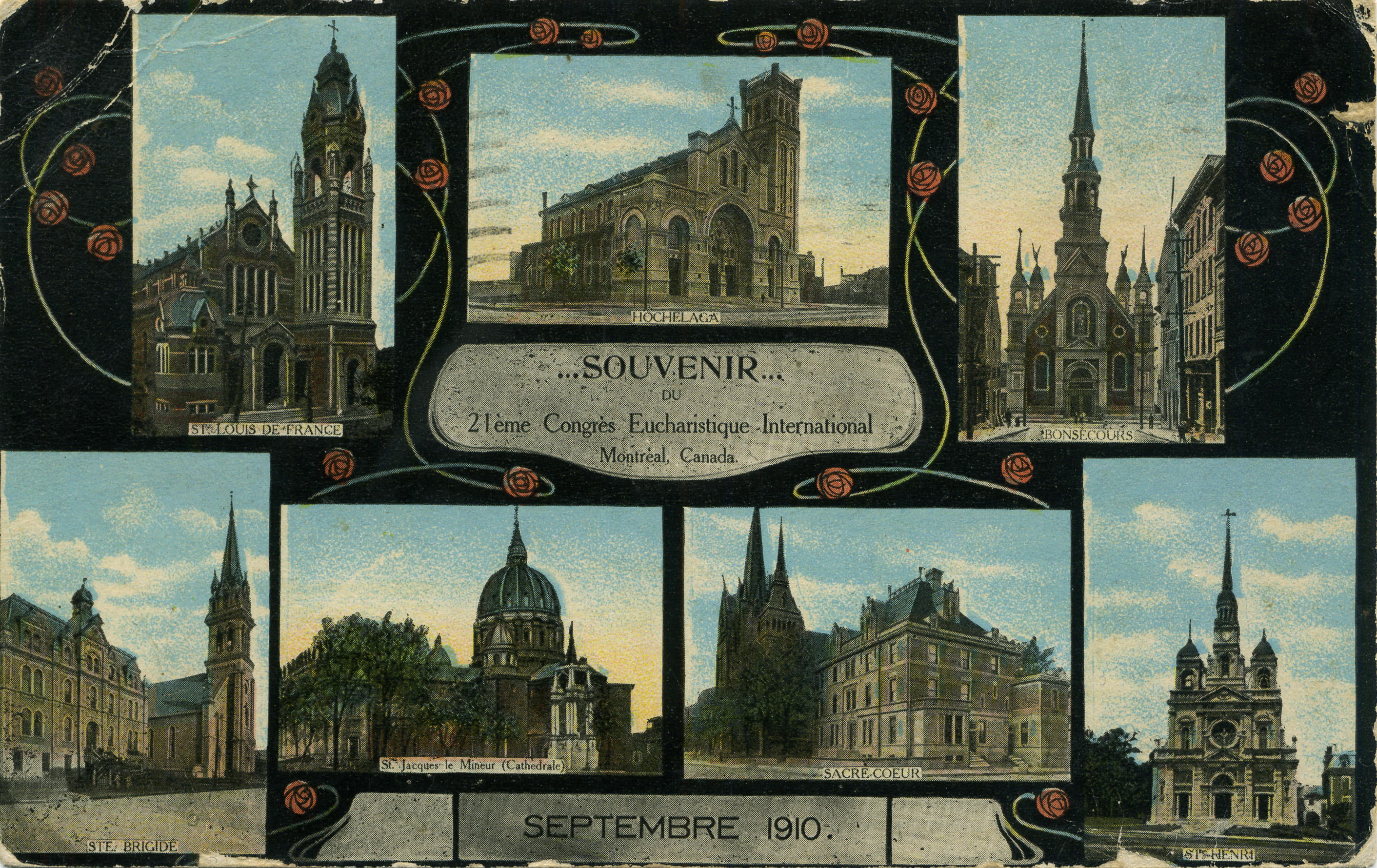 Carte postale du Congrès eucharistique de Montréal en 1910