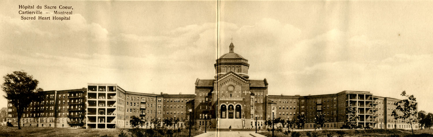 Carte postale montrant le bâtiment de l'hôpital du Sacré-Cœur