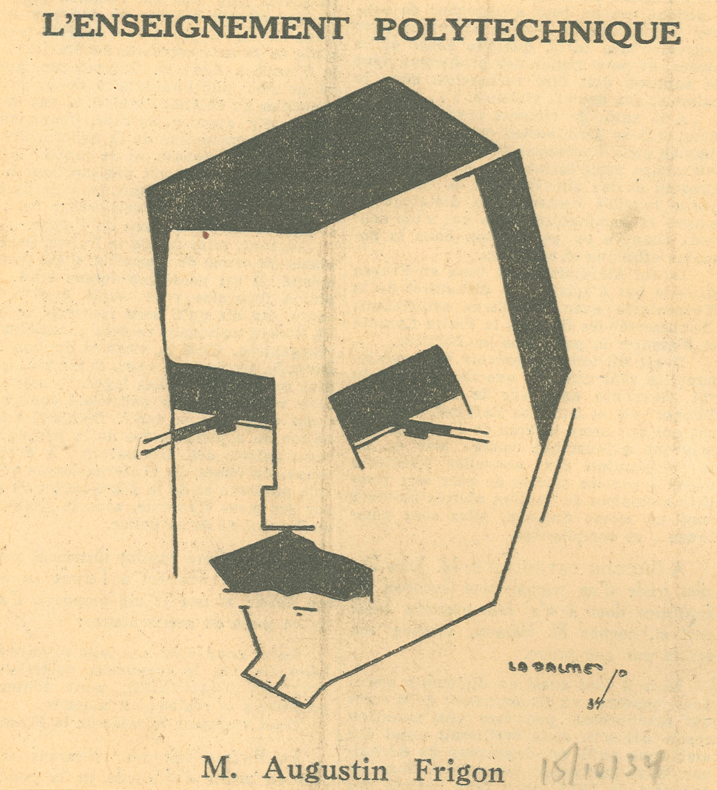 Caricature du visage d’un homme avec de gros sourcils et une moustache. 