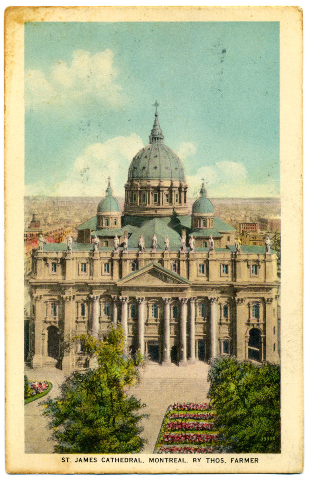 Carte postale de la cathédrale Saint-Jacques-le-Majeur devenu Marie-Reine-du-Monde