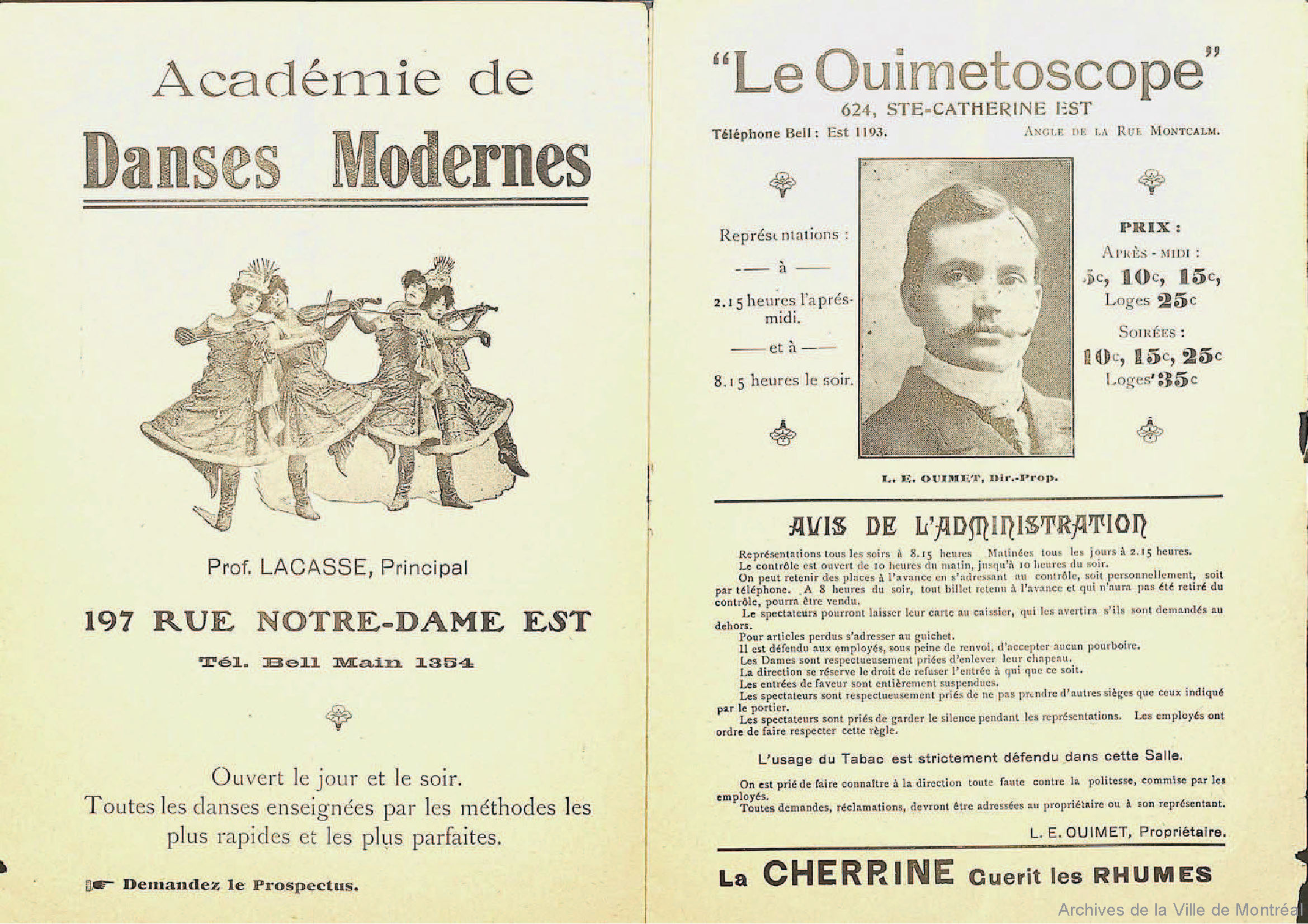 Page « Le Ouimetoscope » donnant des informations sur le cinéma.