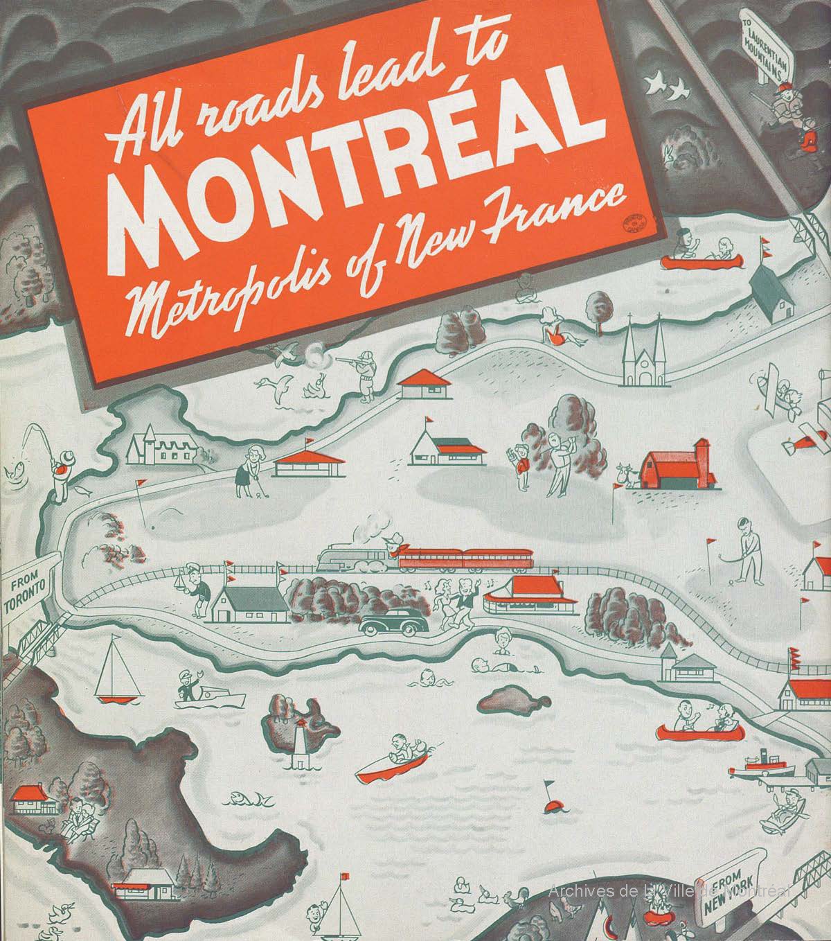 Première de couverture d’un guide de voyage de Montréal de 1939.