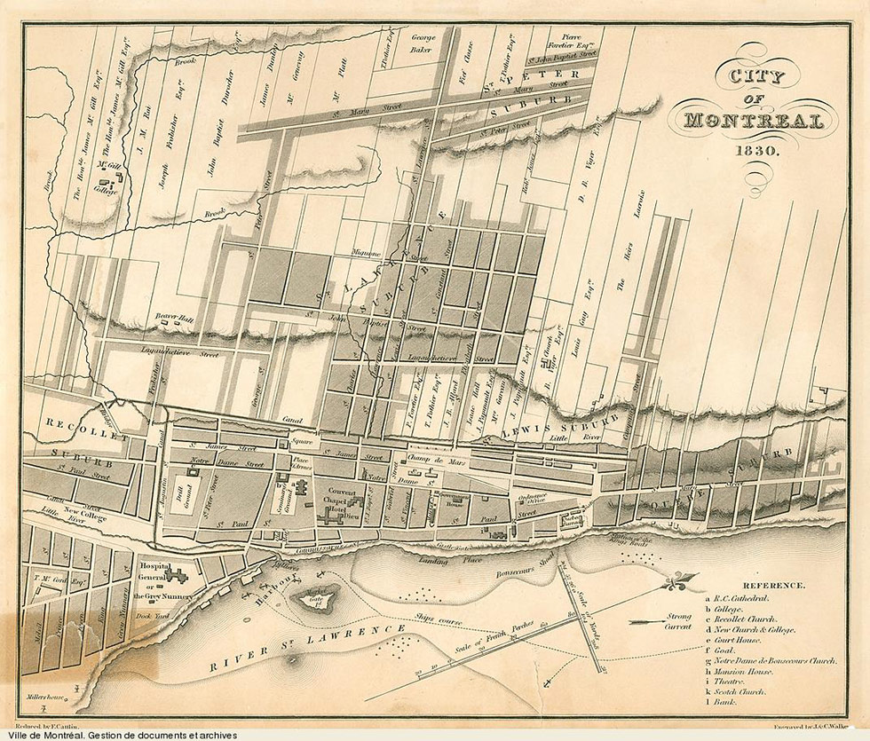 Plan de la ville de Montréal en 1830