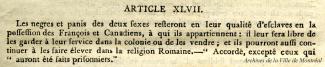 Article 47 de la Capitulation de Montréal, 1760