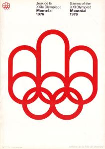 Logo rouge sur blanc des « Jeux de la XXIe Olympiade Montréal 1976 »