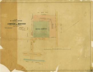 Plan en couleur montrant des terrains appartenant au Sulpiciens.