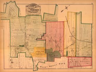 Plan en couleur montrant entre autres Outremont et Sain-Louis-du-Mile-End