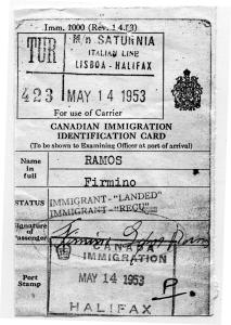 Carte d’identité d’Immigration Canada en 1953.