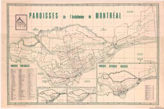 Carte des paroisses de l’Archidiocèse de Montréal.