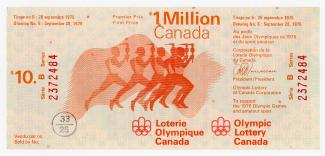 Billet de loterie olympique pour le tirage du 28 septembre 1975.