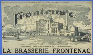 Illustration de périodique montrant la brasserie Frontenac. 