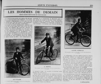 Article avec trois photos sur de jeunes messagers de télégraphe à vélo