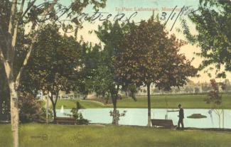 Carte postale colorée dans le parc La Fontaine