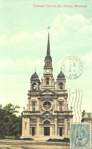 Carte postale montrant l'église catholique de Saint-Henri