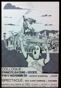 Affiche du colloque Ethnicité, racisme et société tenu en novembre 1984.