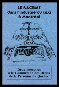 Page couverture d'un mémoire portant le titre \"Le racisme dans l'industrie du taxi\"
