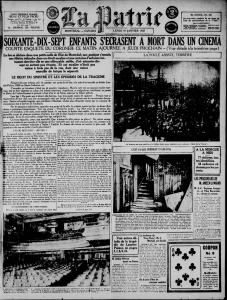 Une du journal La Patrie du 10 janvier 1927