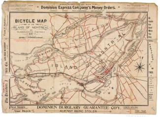 Carte des pistes cyclables de Montréal en 1897
