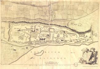 Carte anglaise montrant les fortifications et l’organisation des rues à la fin du Régime français.