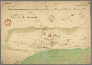 Plan coloré montrant Ville-Marie en 1685.