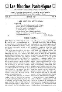 Couverture de revue, composée uniquement de texte, avec entête classique et poème intitulé Late Autumn Afternoon, signé Eslie Gidlow.