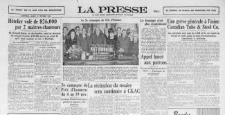 Reproduction d'une demie page du journal La Presse.