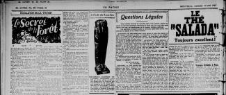 Une page du journal La Patrie annonçant la présence d’un sarcophage à l’École des beaux-arts