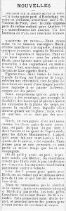 Article du journal Le Courrier du Canada en 1879 portant le titre Raquette et patins