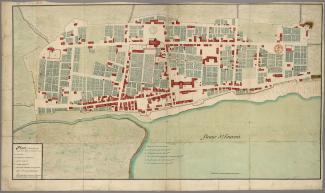 Plan de Montréal, une ville commerciale d’environ 1200 personnes, en 1704.