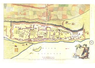 Plan de la ville et des fortifications de Montréal en 1760.