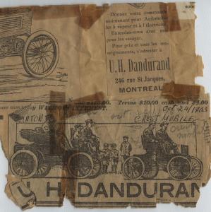 Publicité pour les automobiles à vapeur et à l’électricité parue le 24 octobre 1903