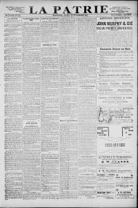 Première page du journal La Patrie annonçant le décès de Sœur Thérèse, 23 novembre 1891.