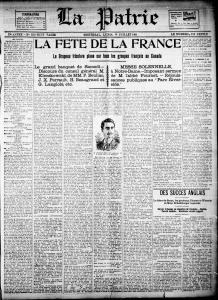 Page couverture du journal La Patrie annonçant la Fête de la France