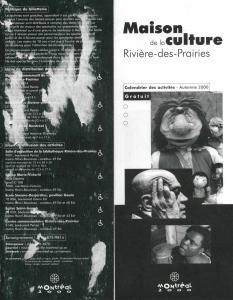 un document montrant la programmation de maison de la culture Rivière-des-Prairies en 2000.