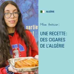 Une élève tient un plat.