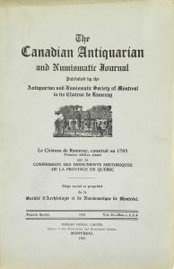 Première page de couverture d’une édition de 1931 du périodique The Canadian Antiquarian and Numismatic Journal.