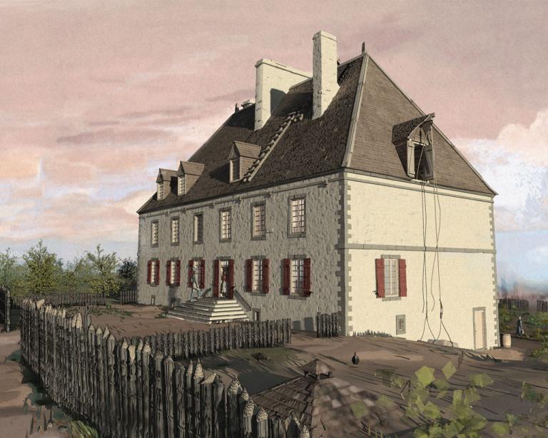 Reconstitution numérique du château Ramezay en 1706