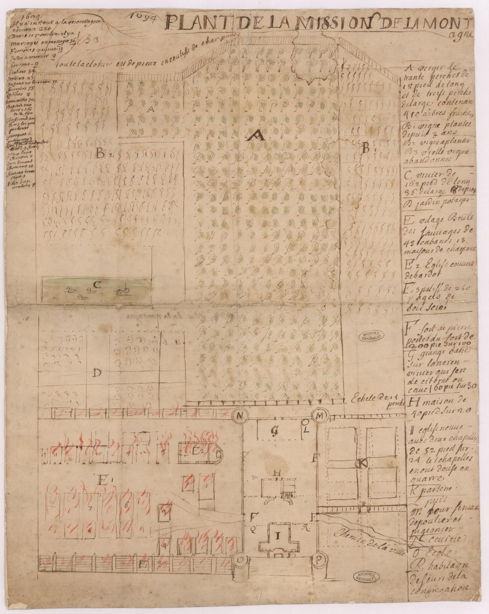 Plan de la mission de la montagne en 1694