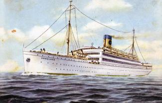 Carte postale du Homeland, un des navires ayant traversé l’Atlantique du Portugal au Canada.