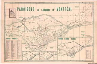 Carte des paroisses de l’Archidiocèse de Montréal.