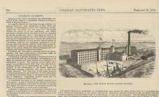 Page du Canadian Illustrated News montrant une illustration de la filature Hudon