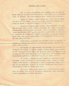 Première page d’un document de trois pages écrit en portugais et s’intitulant Cuidados com a saude donnant des informations sur les saisons et le climat.